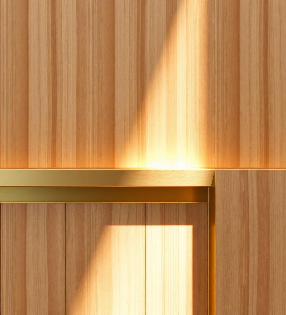 Painel ripado com detalhe em latão
